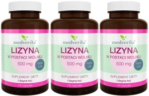 3 x Medverita Lizyna 500 mg 100 kapsułek - Odporność Wchłanianie Wapnia