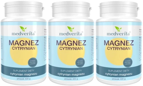 3 x Magnez cytrynian 400 g proszek, Medverita.webp