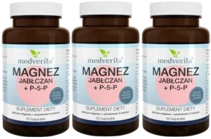 3 x Medverita Magnez Jabłczan + P-5-P 50 kapsułek - Zmęczenie Samopoczucie Układ Nerwowy
