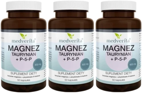 3 x Magnez Taurynian + P5P 50 kapsułek, Medverita.webp
