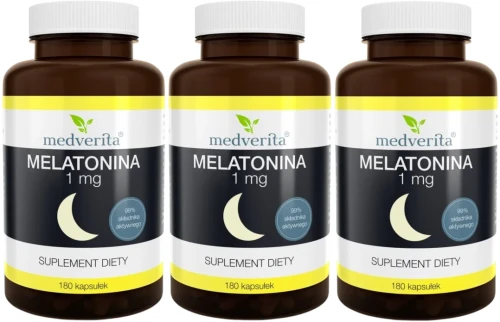 3 x Melatonina 1 mg Melatonin 180 kapsułek, Medverita.webp