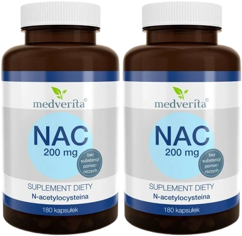 2 x NAC 200 mg N-acetylo L-cysteina - 180 kapsułek, Medverita.webp