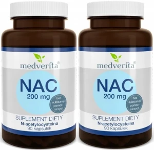 2 x NAC 200 mg N-acetylo L-cysteina - 90 kapsułek, Medverita
