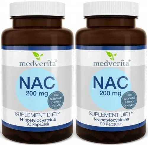 2 x NAC 200 mg N-acetylo L-cysteina - 90 kapsułek, Medverita.webp