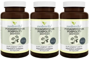 3 x Medverita Podagrycznik Pospolity 500 mg 60 kapsułek - Stawy Mięśnie
