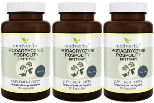 3 x Podagrycznik pospolity 500 mg 60 kapsułek, Medverita.webp