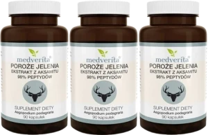 3 x Medverita Poroże Jelenia 98% 300 mg 90 kapsułek - Stawy Mięśnie Odporność
