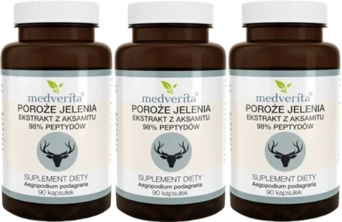 3 x Poroże jelenia 98% 300 mg 90 kapsułek, Medverita.webp