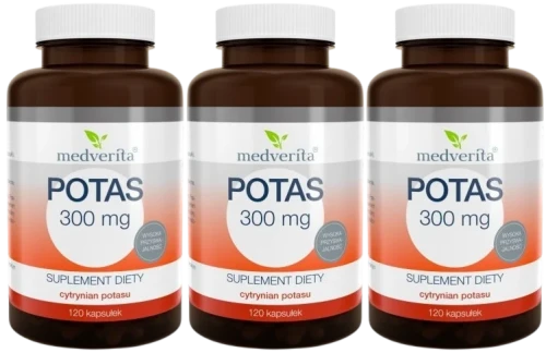 3 x Potas 300 mg 120 kapsułek, Medverita.webp