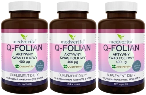 3 x Q-Folian 400 ug 120 kapsułek, Medverita.webp