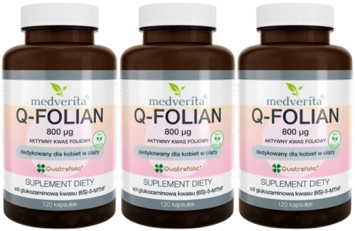 3 x Q-Folian 800 ug 120 kapsułek, Medverita.webp