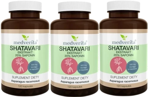 3 x Shatavari 500 mg 120 kapsułek, Medverita.webp