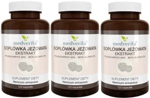 3 x Soplówka Jeżowata Ekstrakt 120 kapsułek, Medverita.webp