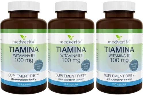 3 x Tiamina (wit. B1) 100 mg 120 kapsułek, Medverita.webp