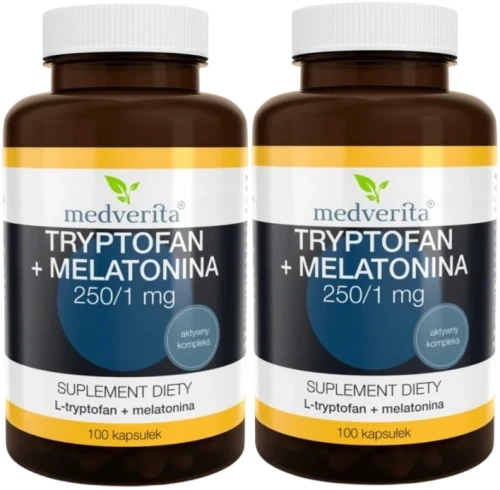 2 x Tryptofan + Melatonina L-tryptofan 100 kapsułek, Medverita.webp