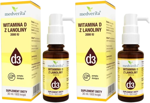 2 x Witamina D3 2000 IU 30 ml 600 kropli, Medverita.webp