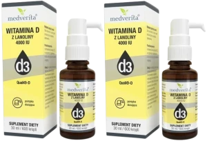 2 x Witamina D3 4000 IU 30 ml/600 kropli, Medverita