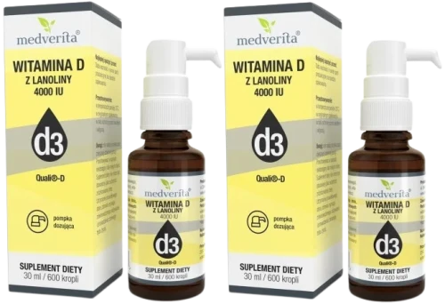 2 x Witamina D3 4000 IU 30 ml 600 kropli, Medverita.webp