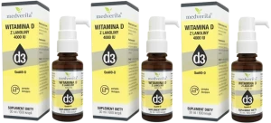 3 x Witamina D3 4000 IU 30 ml/600 kropli, Medverita