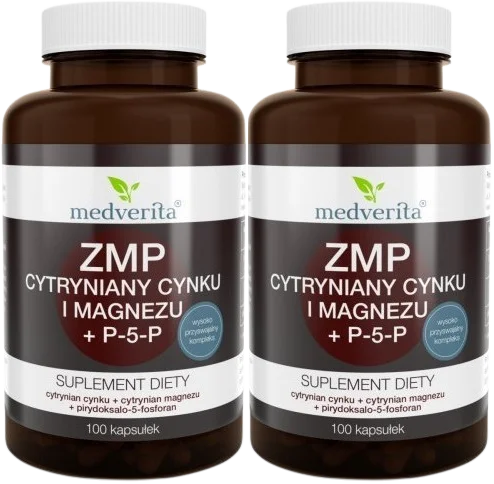 2 x ZMP cytryniany Zn i Mg + P-5-P 100 kapsułek, Medverita.webp
