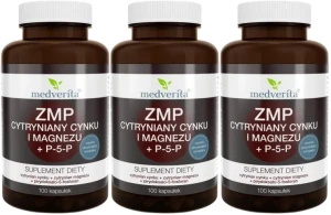 3 x ZMP cytryniany Zn i Mg + P-5-P 100 kapsułek, Medverita