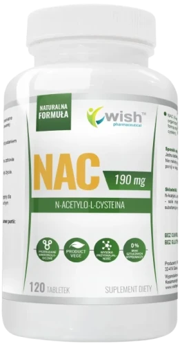 NAC N-Acetylocysteina 190mg Vege 120 tabl., Wish.webp