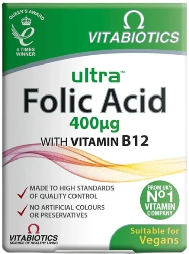 Ultra Folic Acid kwas foliowy, Vitabiotics.webp