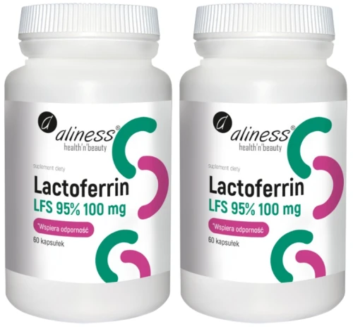 Zestaw 2x Lactoferrin LFS 95% 100 mg x 60 kapsułek, Aliness