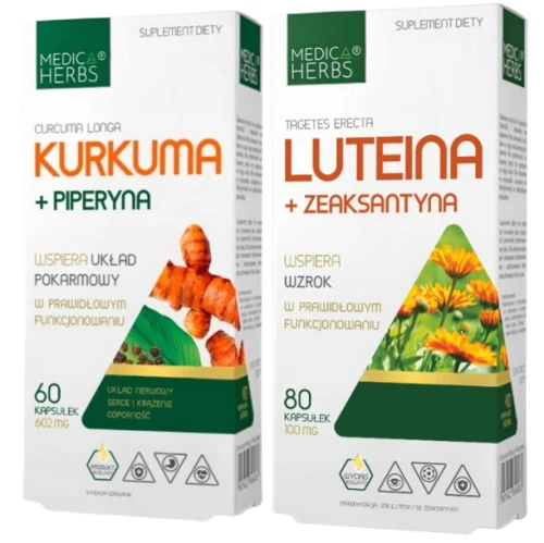 Zestaw Kurkuma + piperyna + Luteina + Zeaksantyna, Medica Herbs