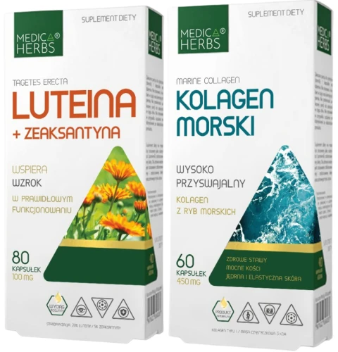 Zestaw Luteina + Zeaksantyna + Kolagen Morski, Medica Herbs