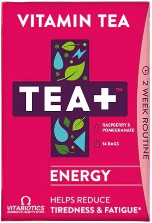 Tea+ Energy herbata witaminowa pomagająca w zmęczeniu 14 torebek, Vitabiotics.webp
