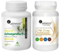 Natural Ashwagandha 560 mg 9% x 100 Vege caps. + Cynk chelatowany 15 mg x 100 tabletek Vege, Aliness