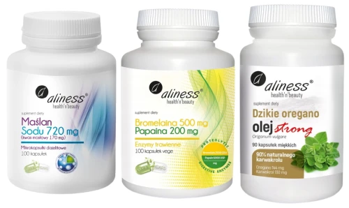 Zdrowe jelita - Kwas masłowy + Bromelaina + Dzikie Oregano, Aliness