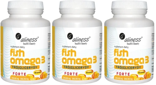 Zestaw 3 x Fish Omega 3 FORTE Trójglicerydy 500 250mg, Aliness.webp