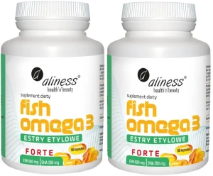 Aliness Fish Omega-3 FORTE – 2x estrowe kapsułki 500/250mg EPA DHA, czysty olej rybi