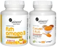 Fish Omega 3 FORTE Trójglicerydy 500/250mg, Aliness + Curcumin 3 Kurkumina i Piperyna, Aliness