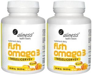 Aliness Fish Omega-3 TG – 2x kapsułki 180/120mg z trójglicerydami EPA DHA, czysty olej rybi
