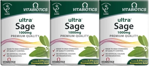 3 x Ultra Sage suplement diety z szałwią 30 tabletek, Vitabiotics.webp