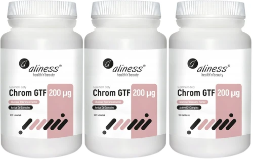 3 x Chrom GTF Active Cr-Complex 200 µg x 100 tabletek vege Aliness.webp