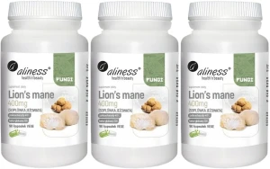 3 x Lion's Mane ekstrakt 40/20, 400mg x 90 Vege caps., Aliness