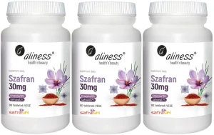 3 x Szafran Safrasol 2%/10% 30mg x 90 tab, Aliness