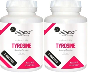 2 x Tyrosine N-Acetyl-Tyrosine 500 mg x 100 Vege caps. Aliness