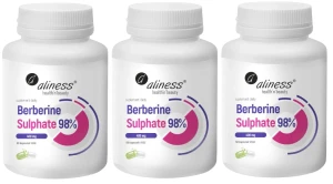 Zestaw 3x Aliness Berberine Sulphate 98% 400 mg 60 kapsułek VEGE - Glukoza Odchudzanie Układ Krążenia