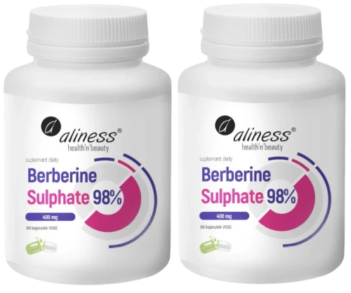 Zestaw 2x Berberine Sulphate 98% 400 mg x 60 vege caps, Aliness