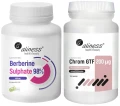 Zestaw Berberine Sulphate 98% 400 mg x 60 vege caps+ Chrom GTF Active Cr-Complex 200 µg x 100 tabletek vege Aliness