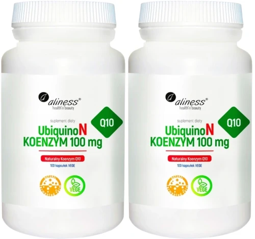 2 x UbiquinoN Naturalny KOENZYM Q10 100mg x 100 Vege caps. Aliness