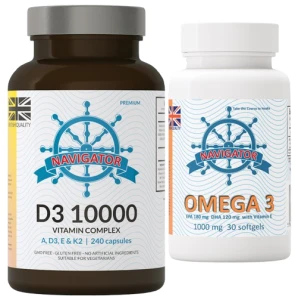 ZESTAW - Witamina D3 10000 Complex 240 kapsułek + OMEGA 30 KAPS GRATIS