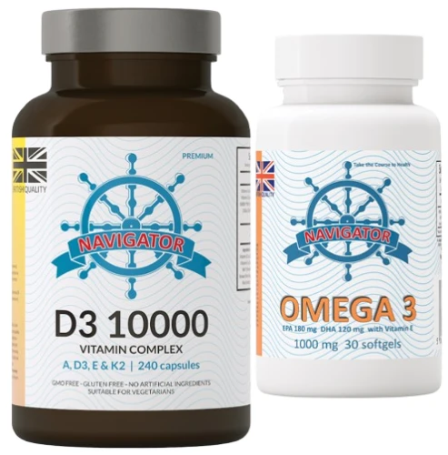 ZESTAW - Witamina D3 10000 Complex 240 kapsułek + OMEGA 30 KAPS GRATIS