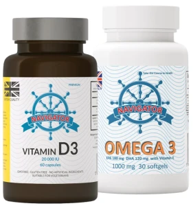 ZESTAW - Witamina D3 20000 60 kapsułek + OMEGA 30 KAPS GRATIS