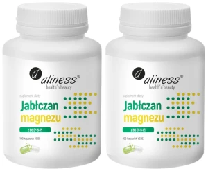 Zestaw 2x Aliness Jabłczan magnezu 140mg z B6 100 kapsułek - Układ Nerwowy Mięśnie Zmęczenie